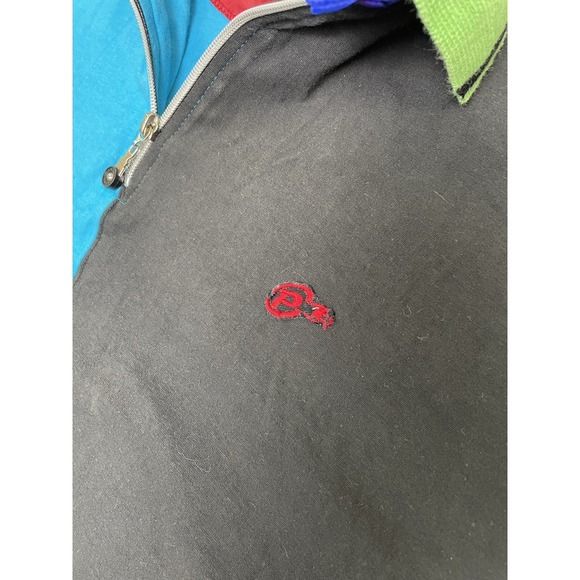 Vintage 90s Y2K Mens Plugg Color Block Quarter Zip Polo Shirt Retro Streetwear L - Picture 7 of 10